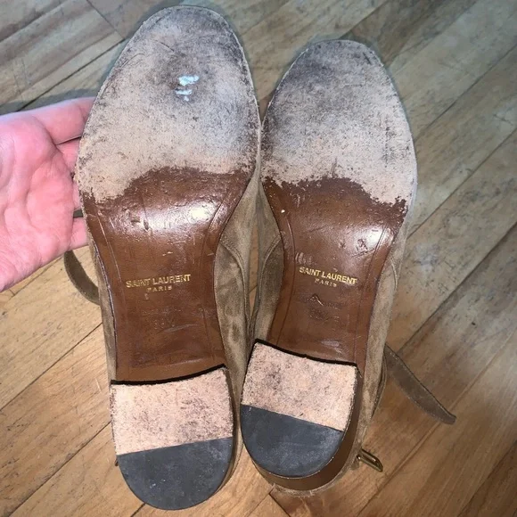 Tan suede saint Laurent boots - Picture 2 of 5